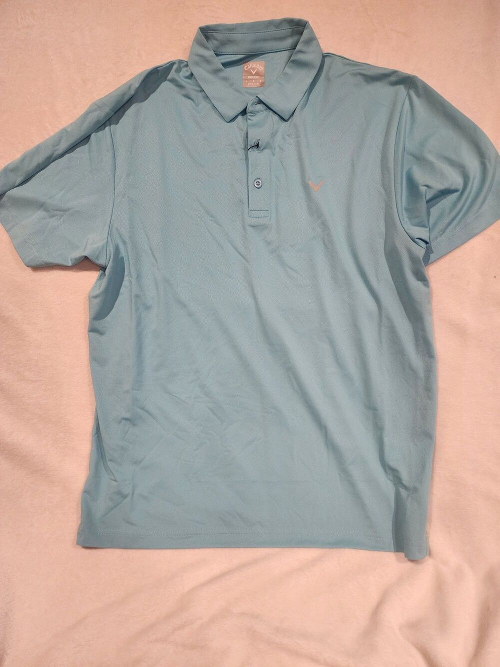 Callaway Polo Opti Dri Shirt Light Blue Teal Aqua Turquoise Golf  Large Mens